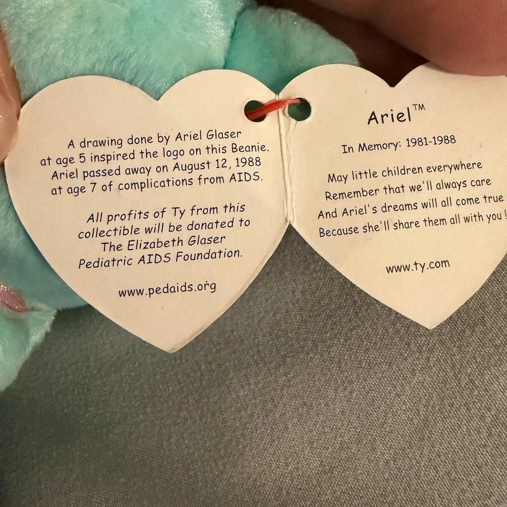 Ty Beanie Baby Ariel the Bear Turquoise Blue Plush Toy 2000 TAG ERROR